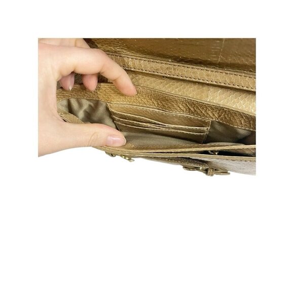 Cole Haan Tan Leather Snake Skin Clutch Handbag - Picture 4 of 4